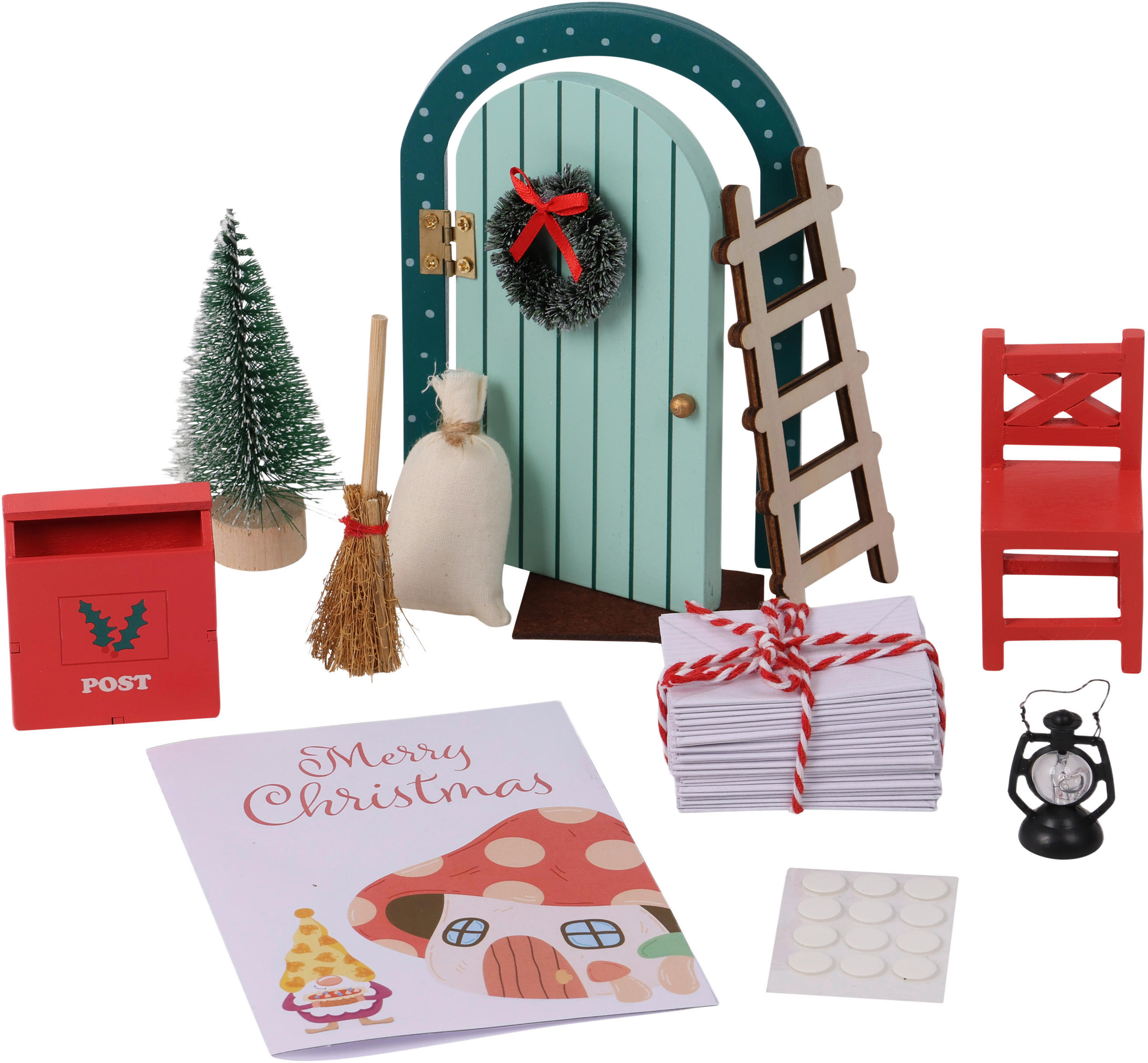 ADVENTSKALENDER  - Waldgrün/Rot, Basics, Holz/Papier - X-Mas