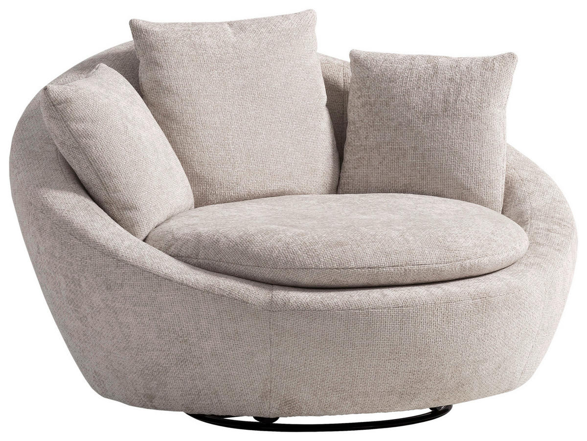 SESSEL Chenille, Webstoff Silberfarben    - Silberfarben/Schwarz, MODERN, Kunststoff/Textil (130/80/112cm) - Trendmanufaktur