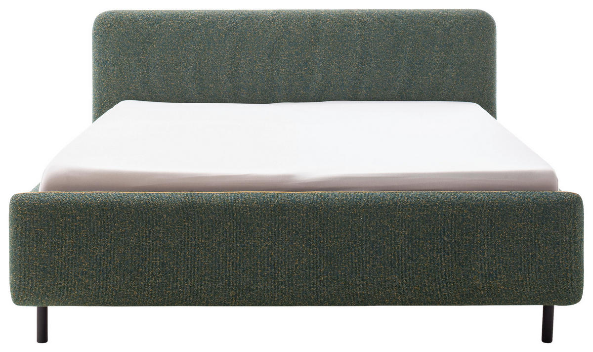 POLSTERBETT PRIMO 160/200 cm  in Dunkelgrün, Gelb  - Dunkelgrün/Gelb, Design, Textil/Metall (160/200cm) - Xora