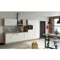 KÜCHENBLOCK 360 cm   in Weiss, Eiche Wotan  - Chromfarben/Weiss, Modern, Holzwerkstoff/Metall (360cm) - Held