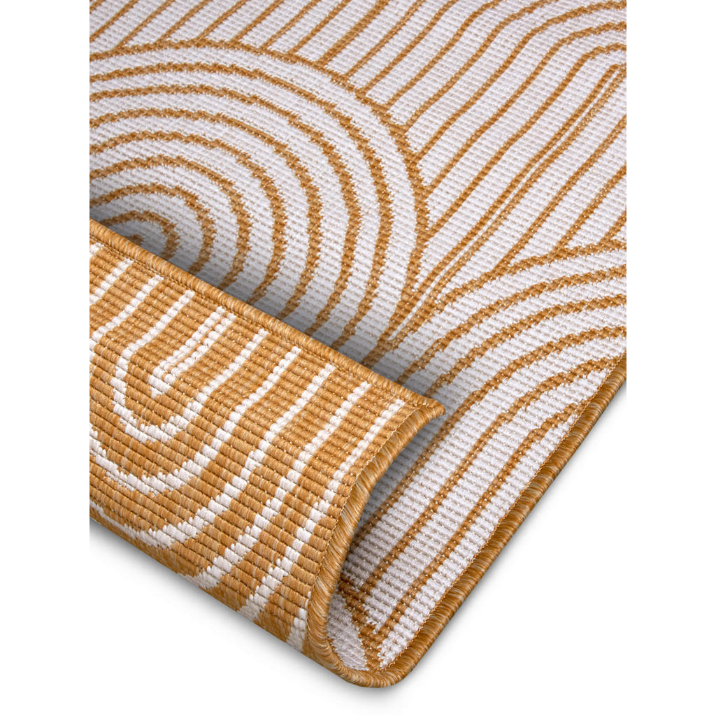 Thumbnail - Outdoorteppich Pangli, Weiß, Honig, Kunststoff, geometrisch, rechteckig, 80x150 cm, Oeko-Tex® Standard 100, für Fußboden...