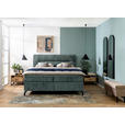 BOXSPRINGBETT 160/200 cm,  in Dunkelgrau, Topper, H2 + H3 = mittel + fest  - Dunkelgrau/Schwarz, Design, Textil/Metall (160/200cm) - Esposa