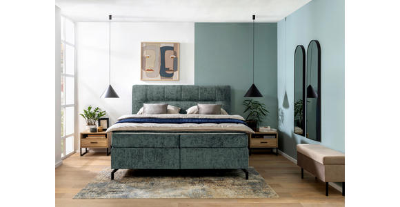 BOXSPRINGBETT 160/200 cm,  in Dunkelgrau, Topper, H2 + H3 = mittel + fest  - Dunkelgrau/Schwarz, Design, Textil/Metall (160/200cm) - Esposa