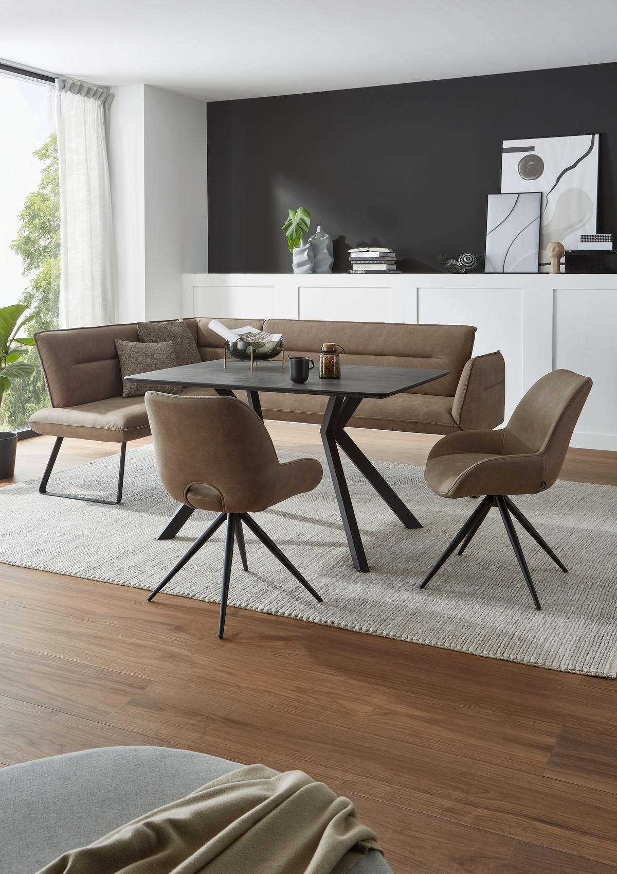 ESSTISCH rechteckig Grau, Schwarz  - Schwarz/Grau, Design, Kunststoff/Metall (130/90/76cm) - Dieter Knoll