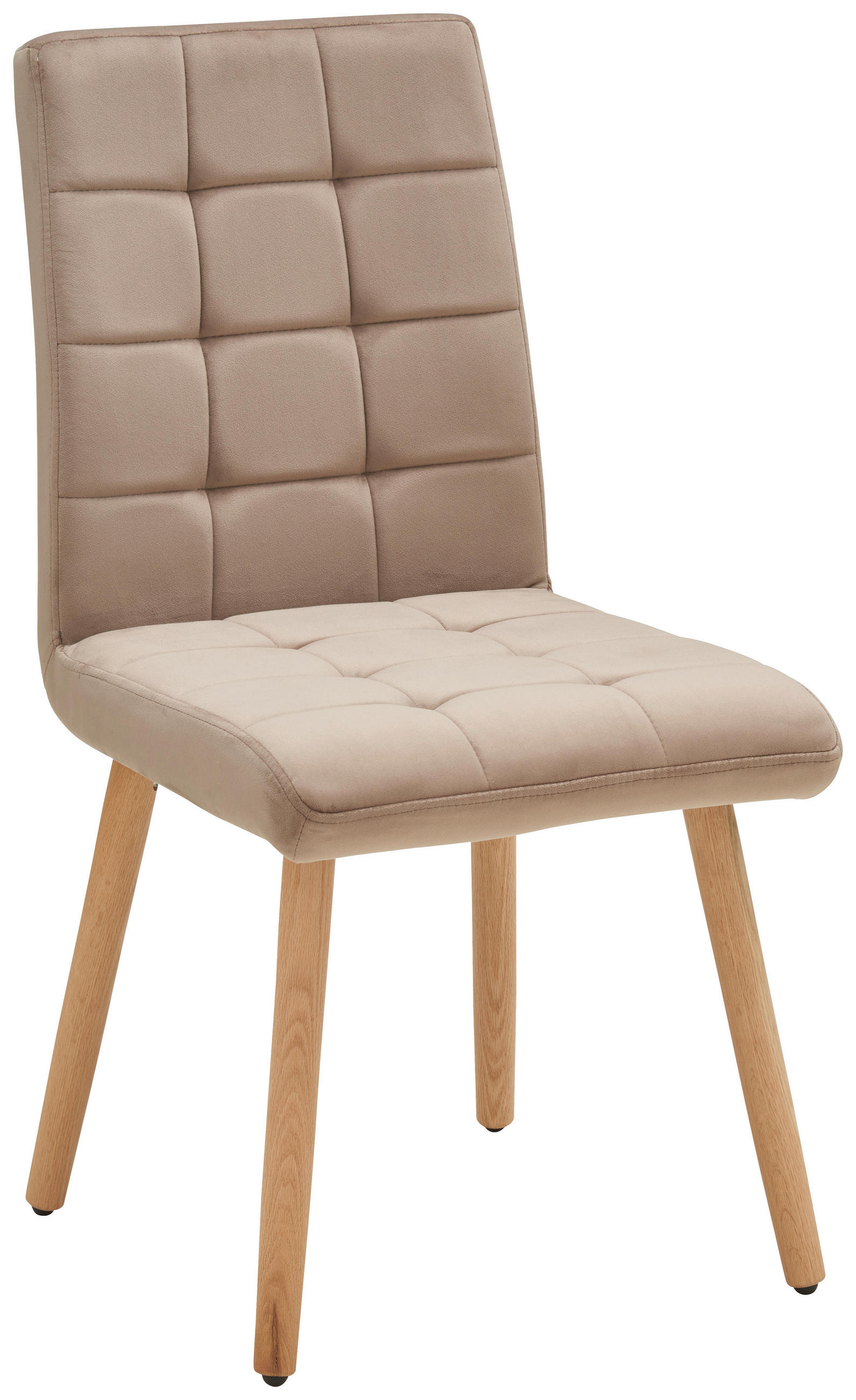 STUHL   Samt  Taupe, Eichefarben  - Taupe/Eichefarben, MODERN, Holz/Textil (46/91/61cm) - Livetastic