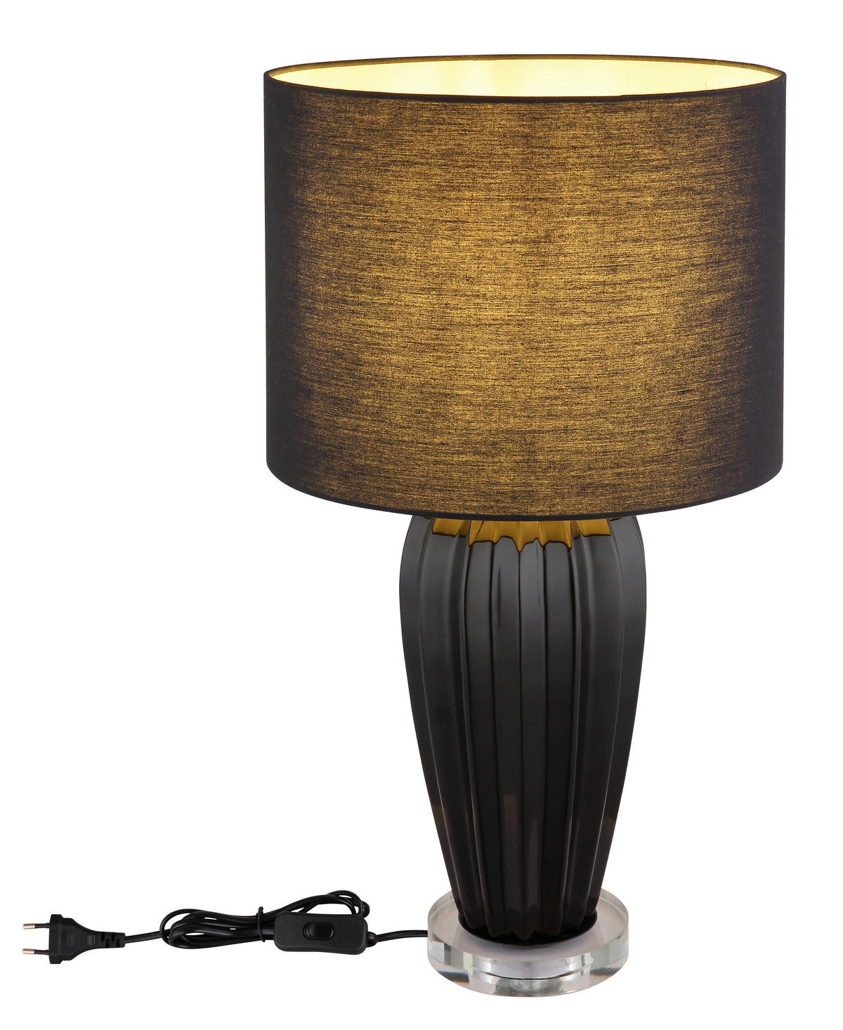 TISCHLEUCHTE 35/59 cm   - Chromfarben/Schwarz, KONVENTIONELL, Keramik/Textil (35/59cm) - Globo