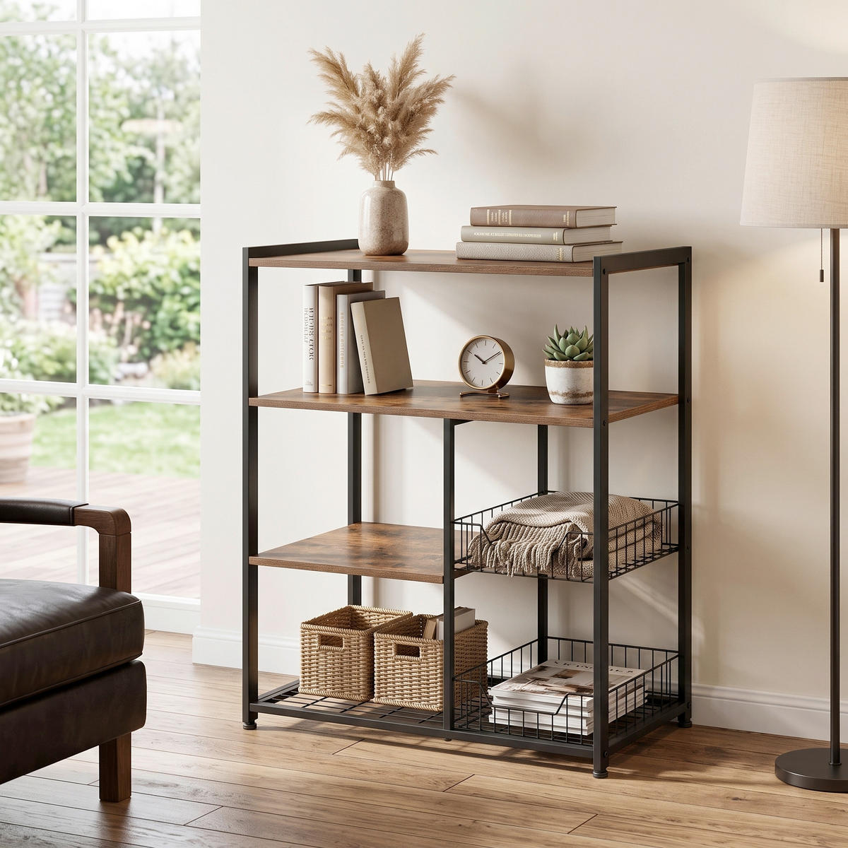 REGAL  80/35/95 cm Braun, Schwarz  - Schwarz/Braun, Trend, Holzwerkstoff/Metall (80/35/95cm) - MID.YOU