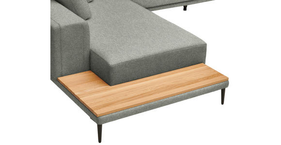 ECKSOFA  in Leinwand Graugrün  271/318 cm  - Schwarz/Graugrün, Design, Textil/Metall (271/318cm) - Belluti