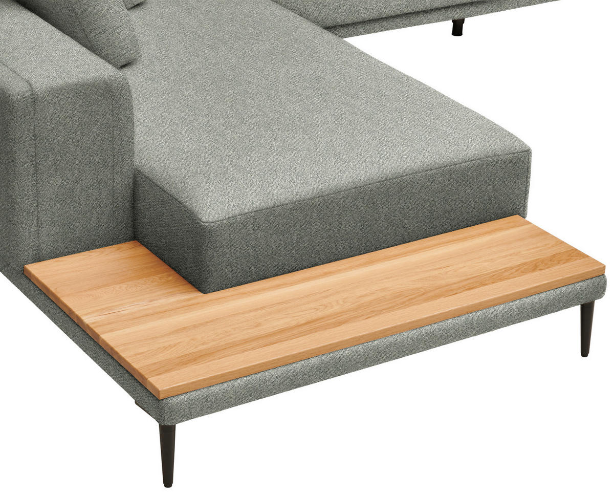 ECKSOFA Leinwand Graugrün  - Schwarz/Graugrün, Design, Textil/Metall (271/318cm) - Belluti