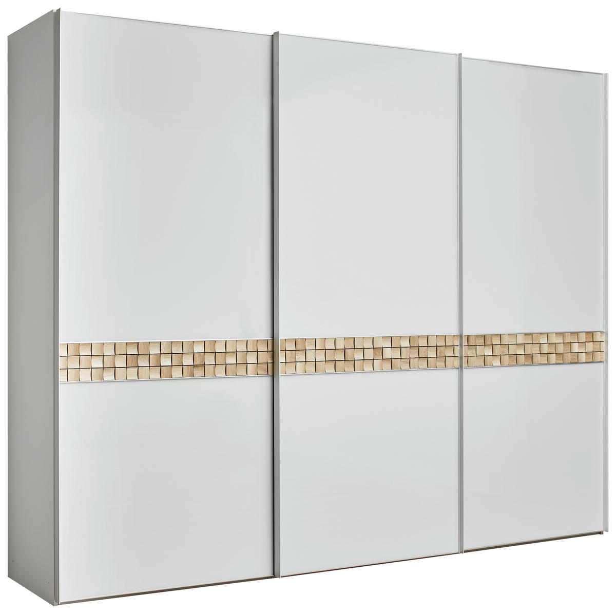 SCHWEBETÜRENSCHRANK in Grau, Eichefarben  - Eichefarben/Alufarben, Design, Glas/Holz (298/240/68cm) - Dieter Knoll