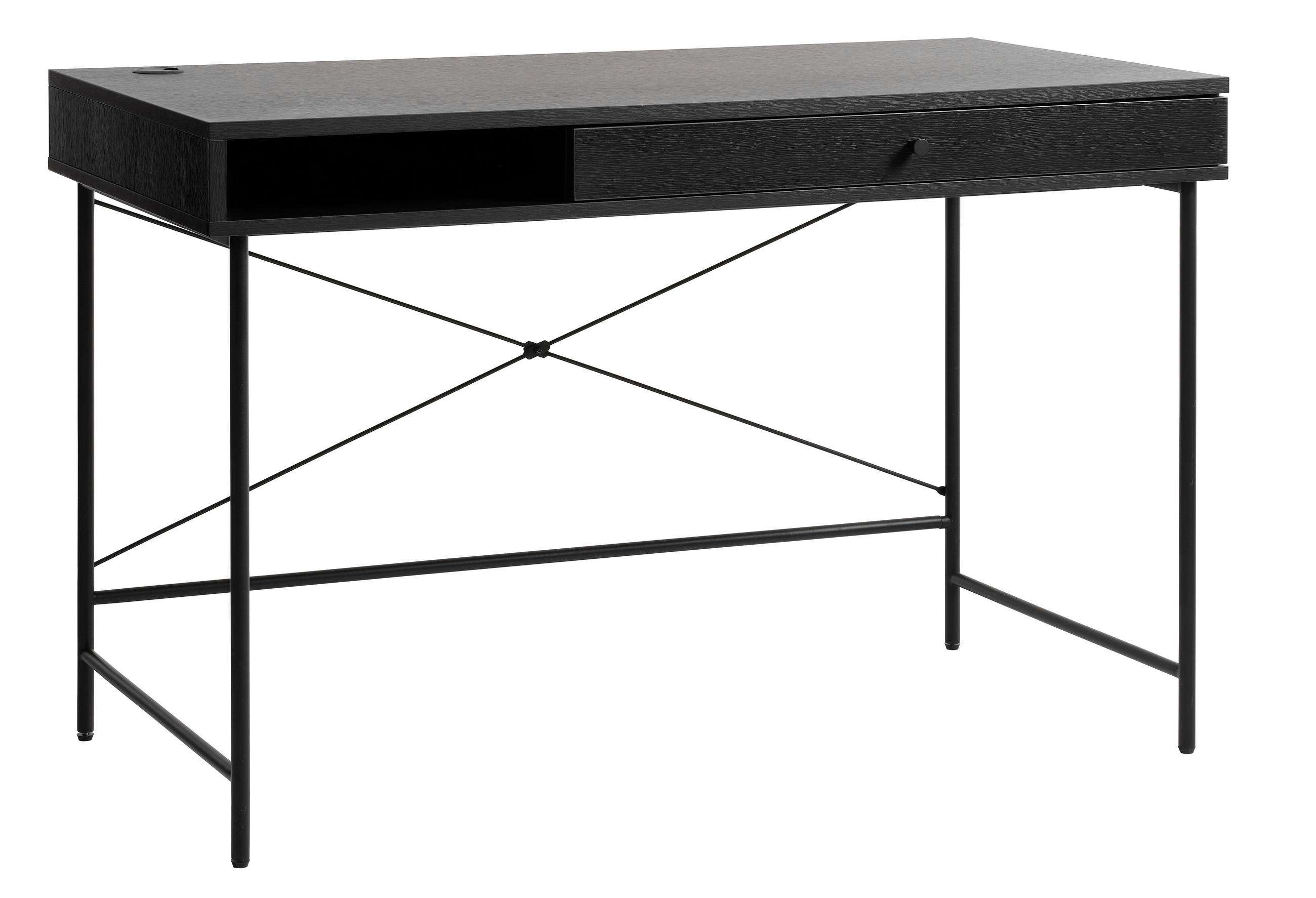 SCHREIBTISCH 120/60/76 cm  in Schwarz  - Schwarz, MODERN, Holz/Metall (120/60/76cm) - Livetastic