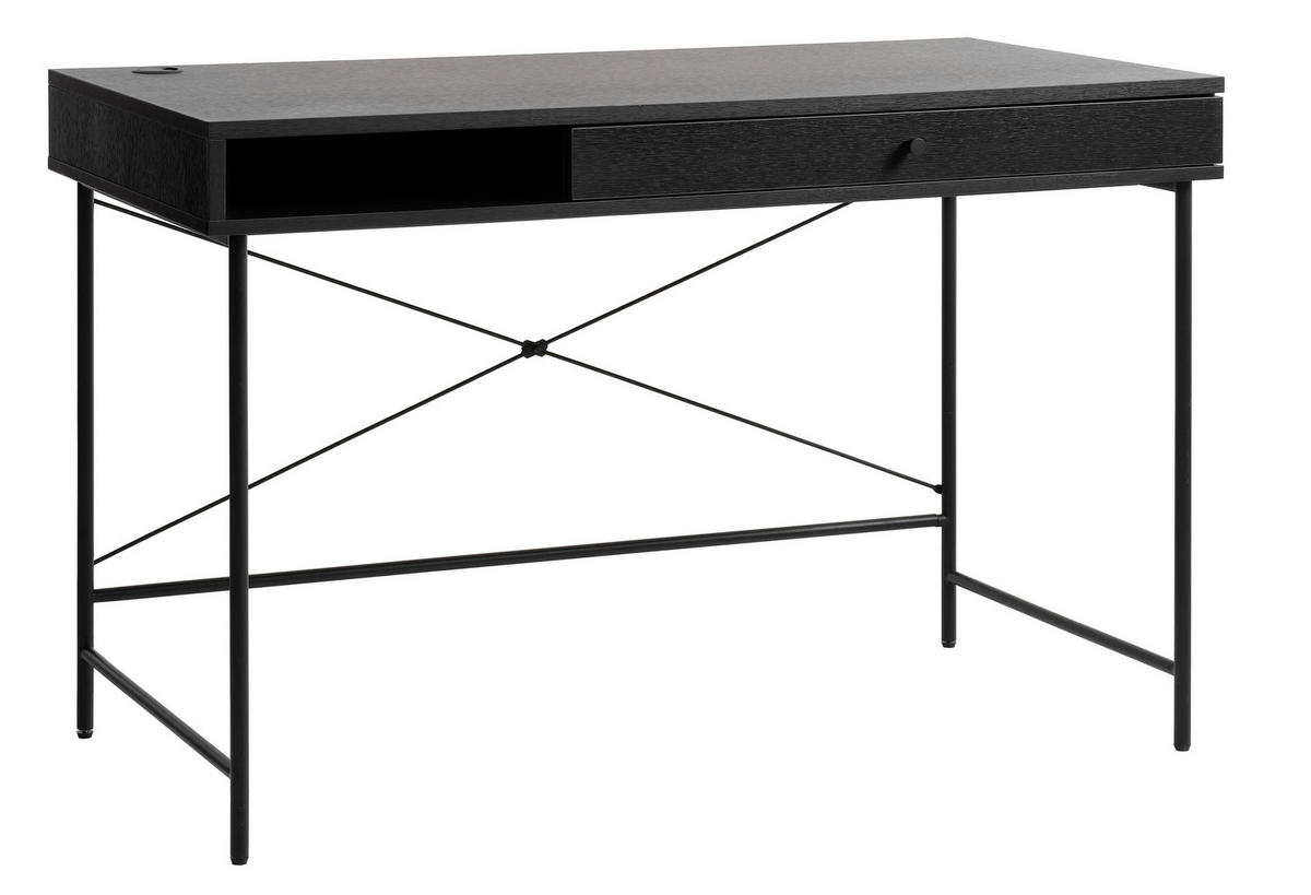 SCHREIBTISCH 120/60/76 cm  in Schwarz  - Schwarz, MODERN, Holz/Metall (120/60/76cm) - Livetastic