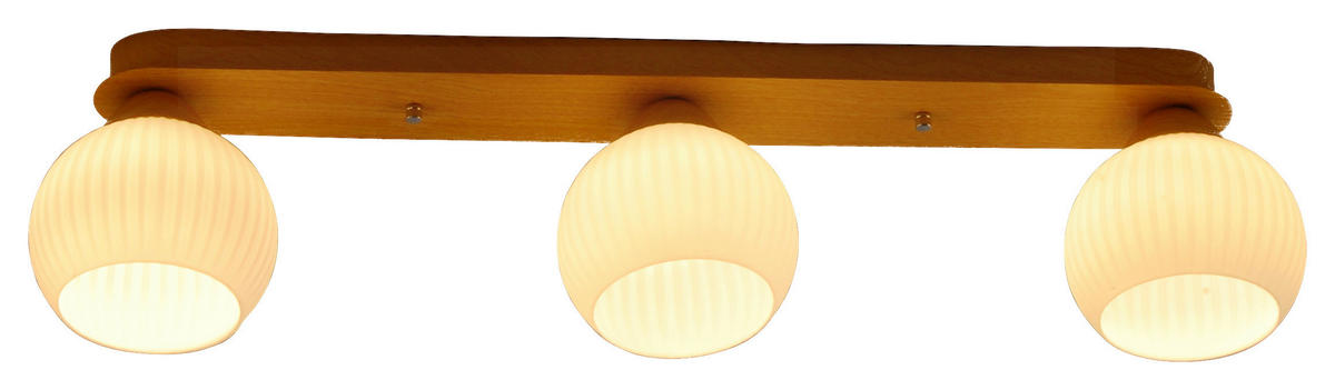 DECKENLEUCHTE 80/15/18 cm   - Eichefarben/Weiß, Trend, Glas/Metall (80/15/18cm) - Novel