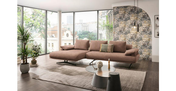 ECKSOFA in Chenille Hellbraun 168/334 cm - Hellbraun/Schwarz, Design, Textil/Metall (168/334cm) - Dieter Knoll