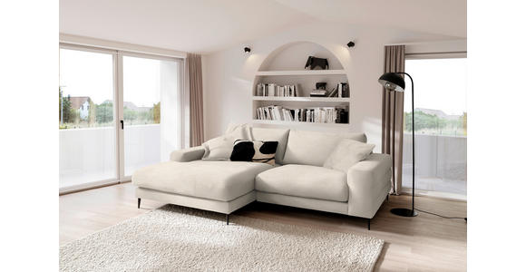 ECKSOFA  in Flachgewebe Beige Rücken echt  177/253 cm  - Beige/Schwarz, Design, Textil/Metall (177/253cm) - Dieter Knoll