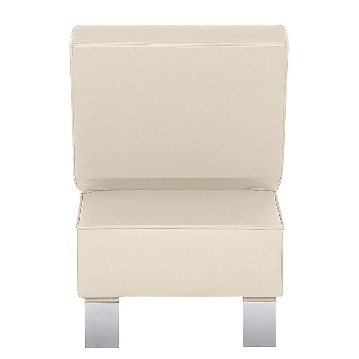 HOCKER in Leder Beige  - Chromfarben/Beige, Design, Leder/Metall (91/44/57cm) - Livetastic