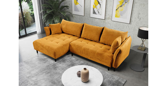 ECKSOFA Currygelb Chenille - Currygelb/Schwarz, KONVENTIONELL, Holz/Textil (160/290cm) - Carryhome