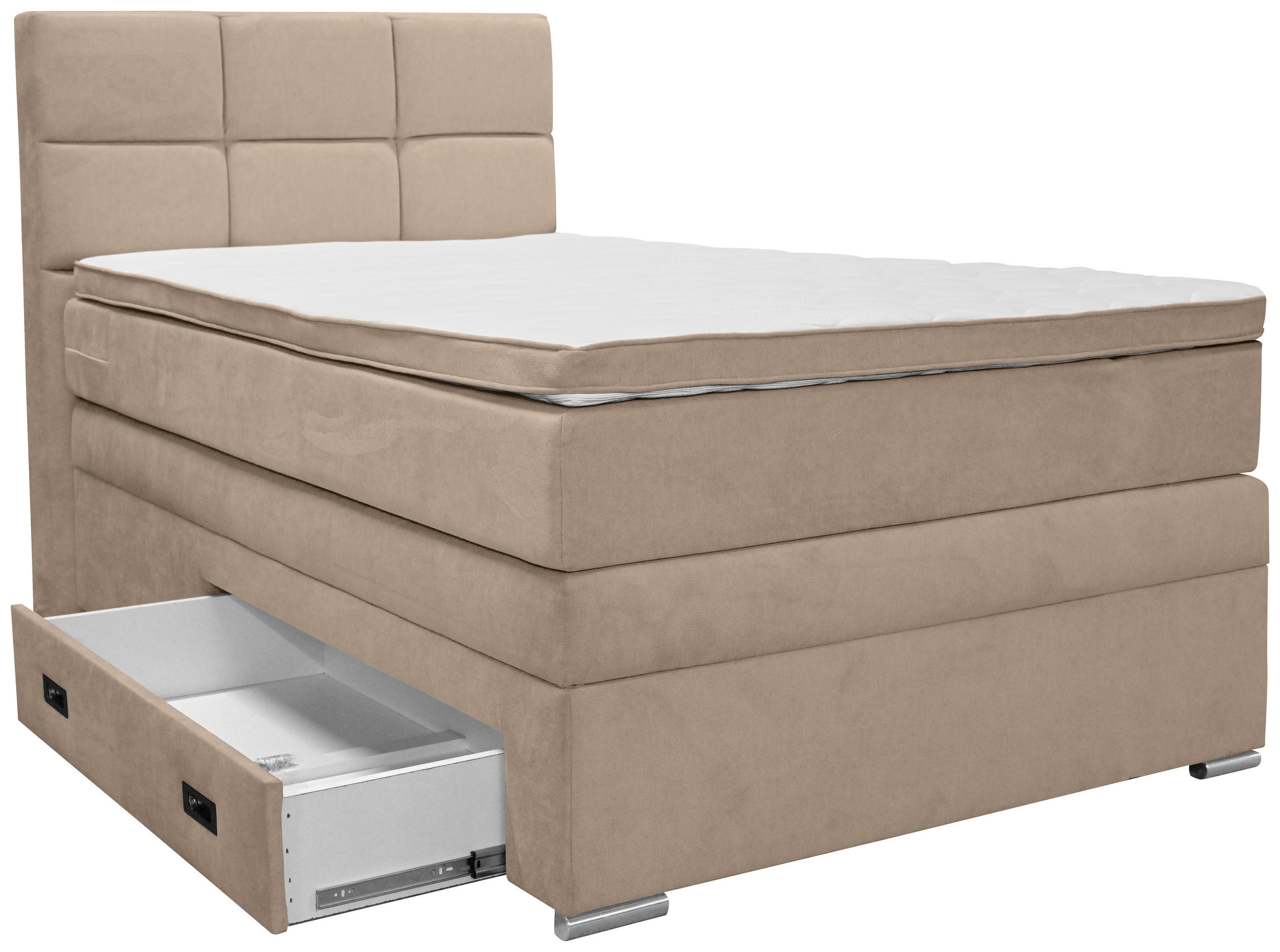 BOXSPRINGBETT 120/200 cm  in Beige  - Beige/Alufarben, KONVENTIONELL, Kunststoff/Textil (120/200cm) - Carryhome