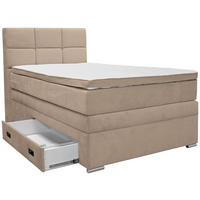 BOXSPRINGBETT 120/200 cm,  in Beige, Topper, Bettschublade, Matratzen, H3 = fest  - Beige/Alufarben, KONVENTIONELL, Kunststoff/Textil (120/200cm) - Carryhome
