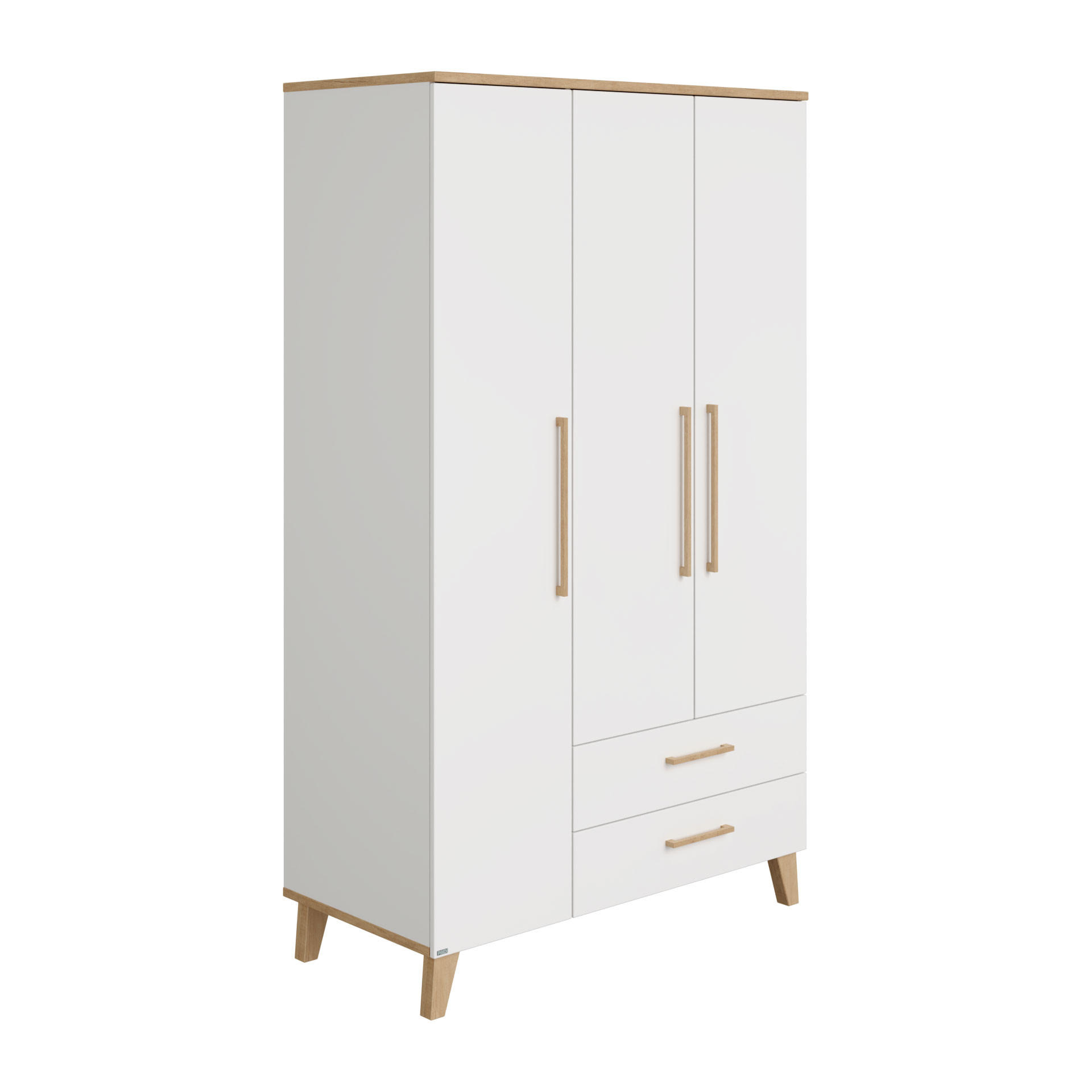 BABYKLEIDERSCHRANK Oscar Weiß, Eichefarben  - Eichefarben/Weiß, Basics, Holz/Holzwerkstoff (123,5/206/55,9cm) - Paidi