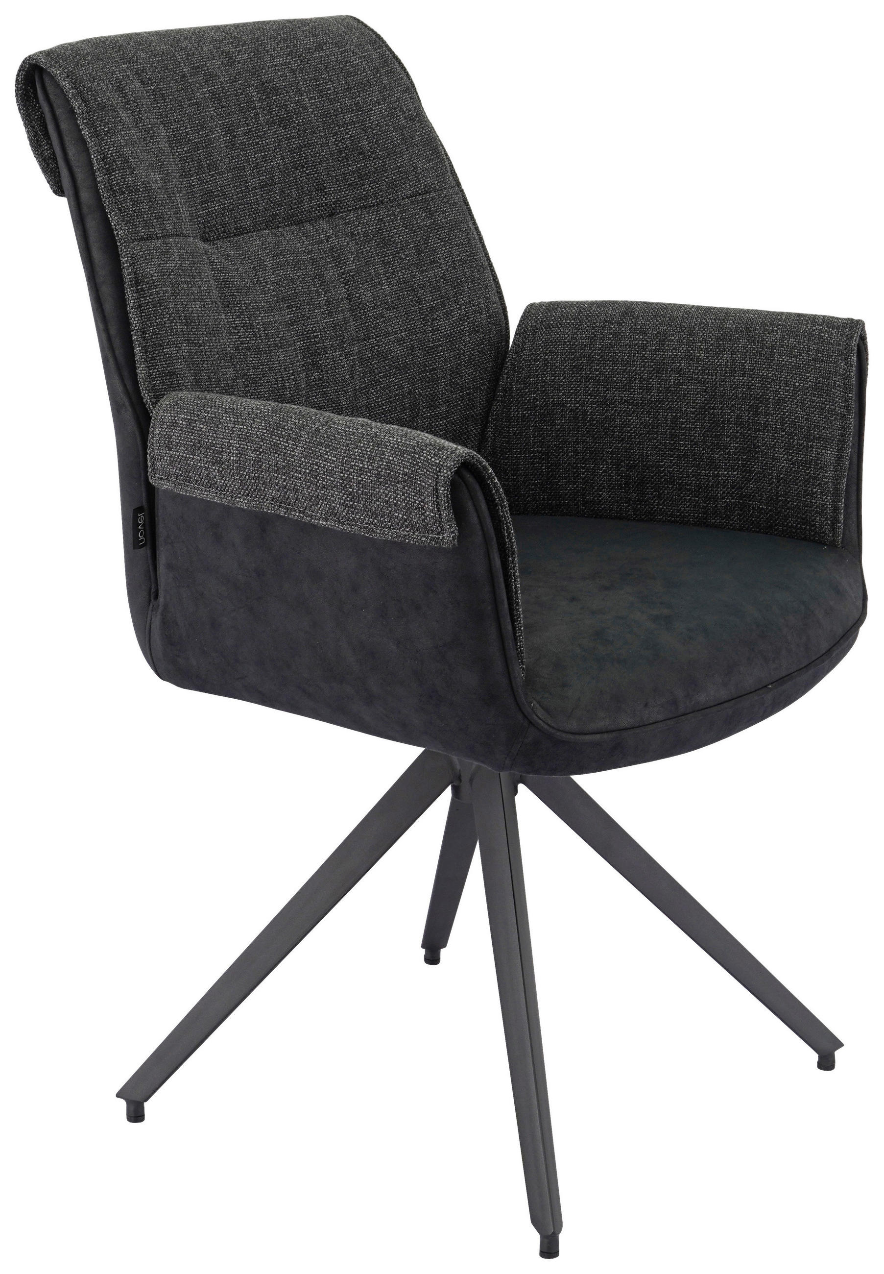 NASLANJAČ, kovina, tekstil črna, temno siva  - temno siva/črna, Design, kovina/tekstil (63/90/64cm) - Novel