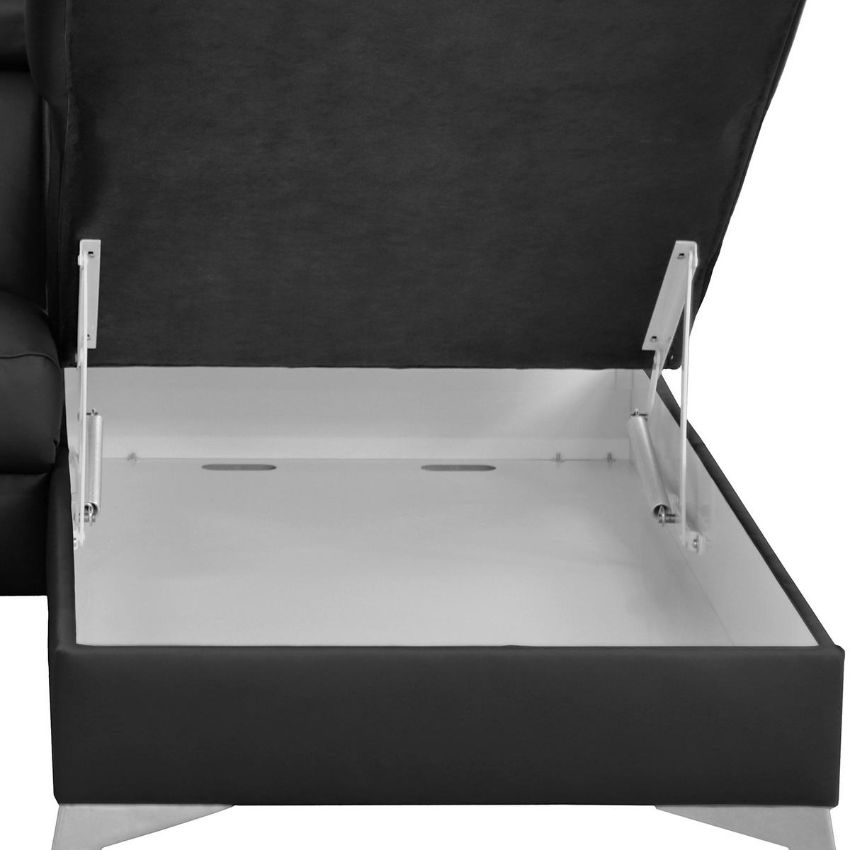 ECKSOFA Schwarz Echtleder Lederlook  - Chromfarben/Schwarz, Design, Leder/Textil (257/197cm) - Livetastic