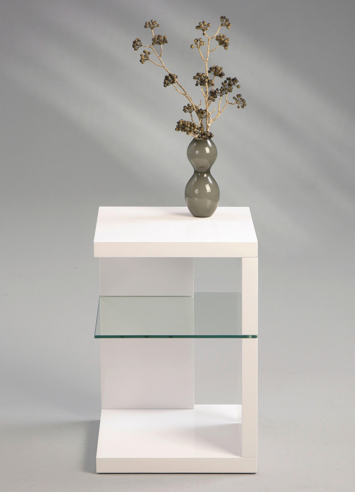 PRÍRUČNÝ STOLÍK, biela - biela, Design, kompozitné drevo/sklo (40/40/60cm) - Xora
