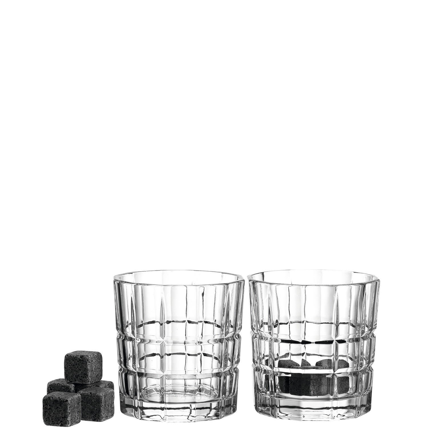 WHISKYGLÄSERSET & 8 Kühlsteine Spiritii   - Klar, Basics, Glas/Stein (18/12/9cm) - Leonardo