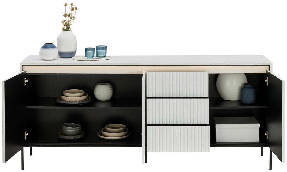 SIDEBOARD 192/82/40 cm  - vit/svart, Design, trämaterial (192/82/40cm) - Niels Andersson
