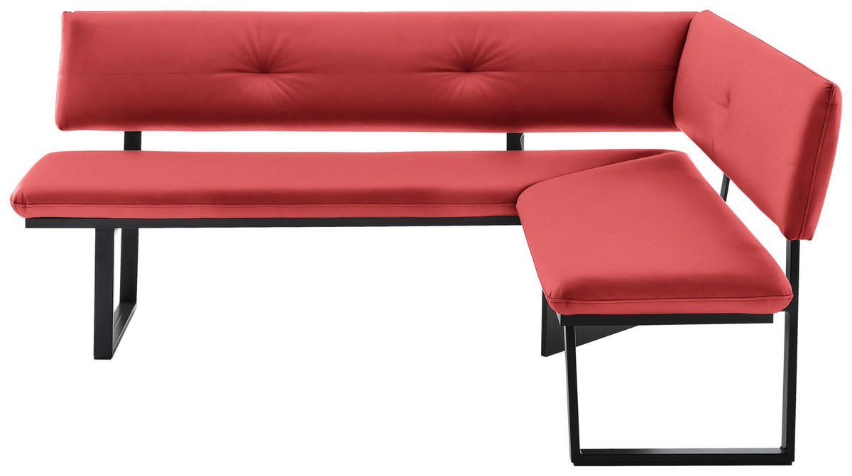 ECKBANK in Metall, Textil Rot, Schwarz  - Rot/Schwarz, Modern, Textil/Metall (180/140cm) - Cantus