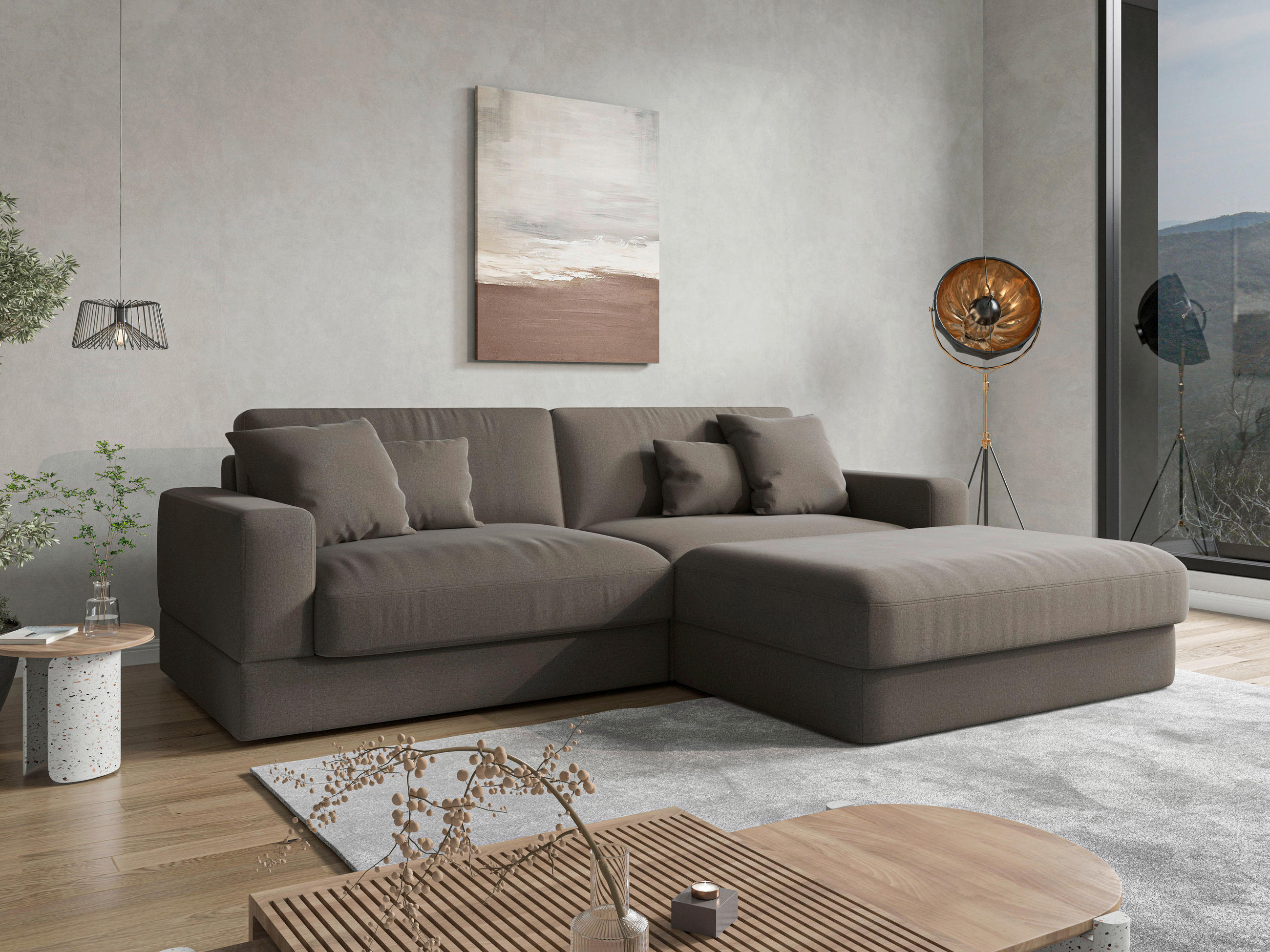 ECKSOFA Flachgewebe Graphitfarben  - Schwarz/Graphitfarben, Modern, Kunststoff/Textil (264/196cm) - Sit & More