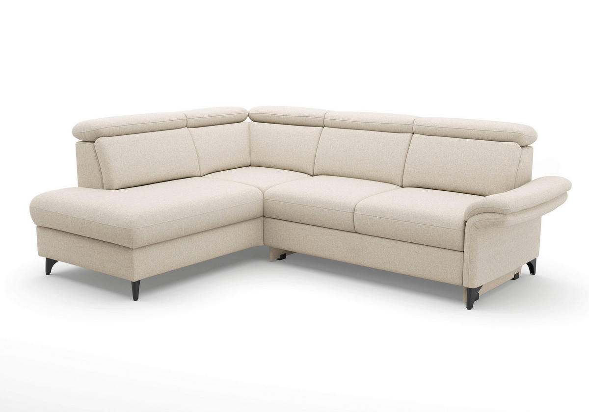 ECKSOFA GLENDALE E in Flachgewebe Creme  193/247 cm  - Creme/Schwarz, KONVENTIONELL, Textil/Metall (193/247cm) - Sit & More