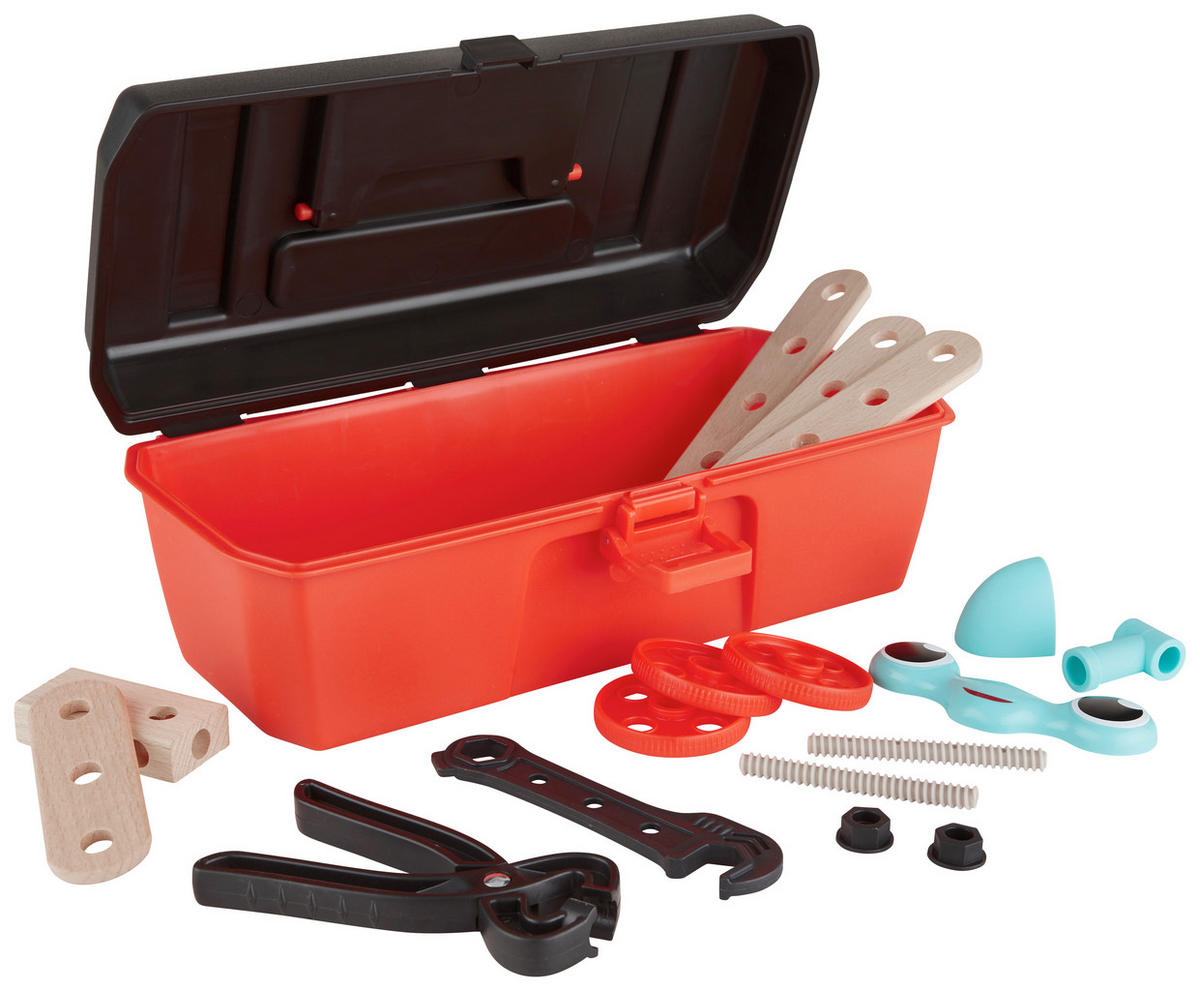 DETSKÝ KUFRÍK S NÁRADÍM - viacfarebná/červená, Basics, drevo/plast (28/13/10cm) - My Baby Lou