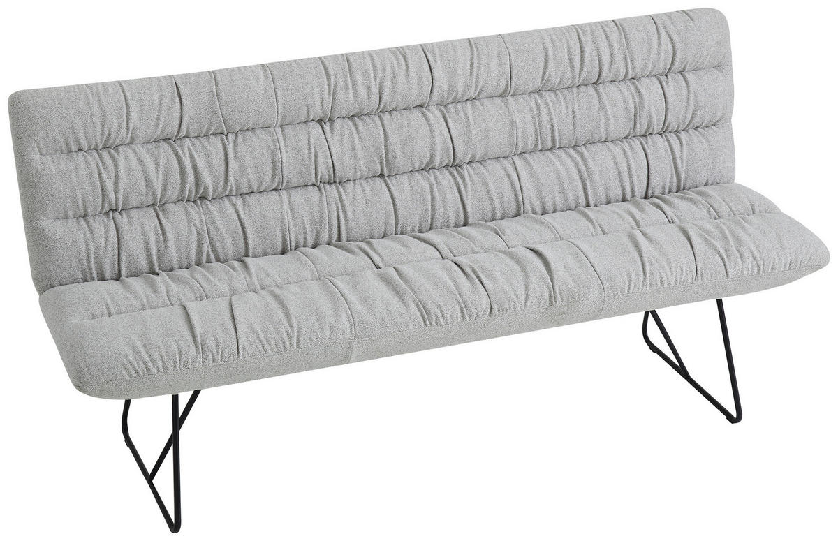 SITZBANK 182/88/66 cm Leinenoptik Schwarz, Hellgrau  - Hellgrau/Schwarz, Design, Textil/Metall (182/88/66cm) - Dieter Knoll