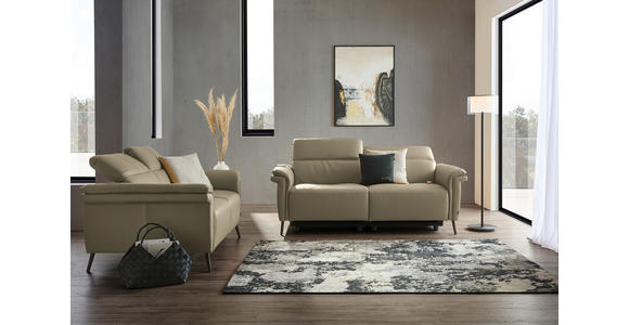 2-SITZER-SOFA  in Echtleder Beige   - Beige/Schwarz, Design, Leder/Metall (162/79/104cm) - Belluti