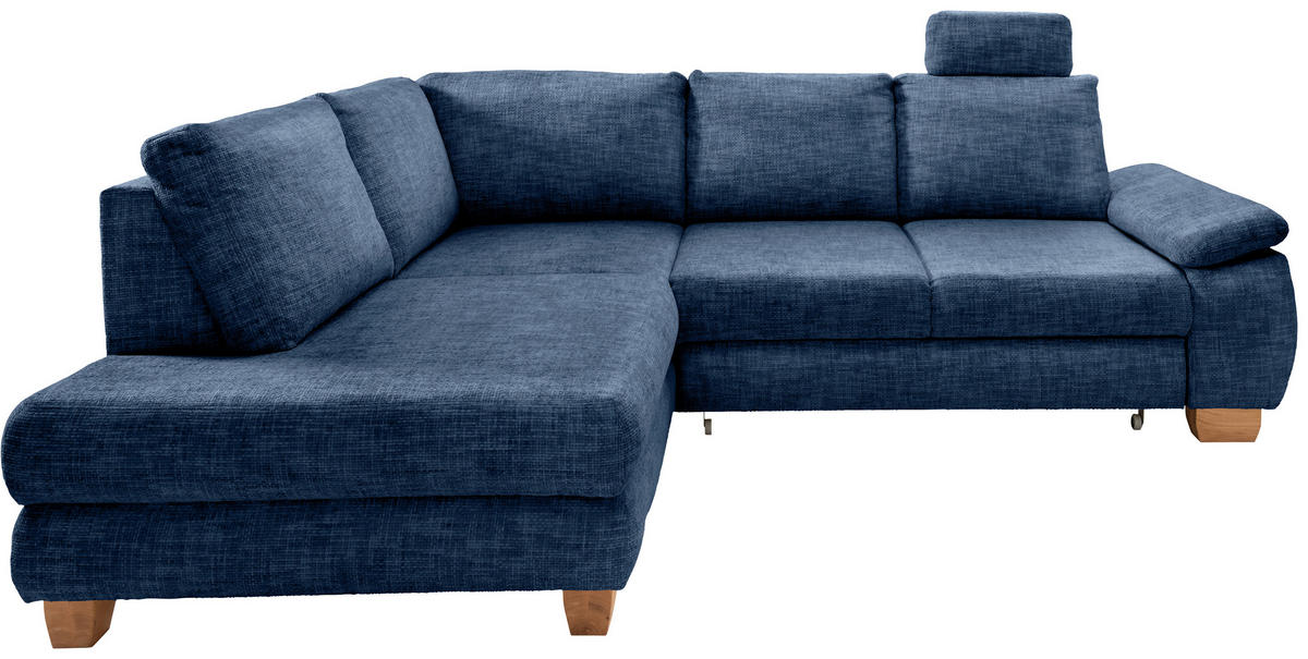 ECKSCHLAFSOFA in Struktur Blau  - Wildeiche/Blau, Modern, Holz/Textil (206/265cm) - Livetastic