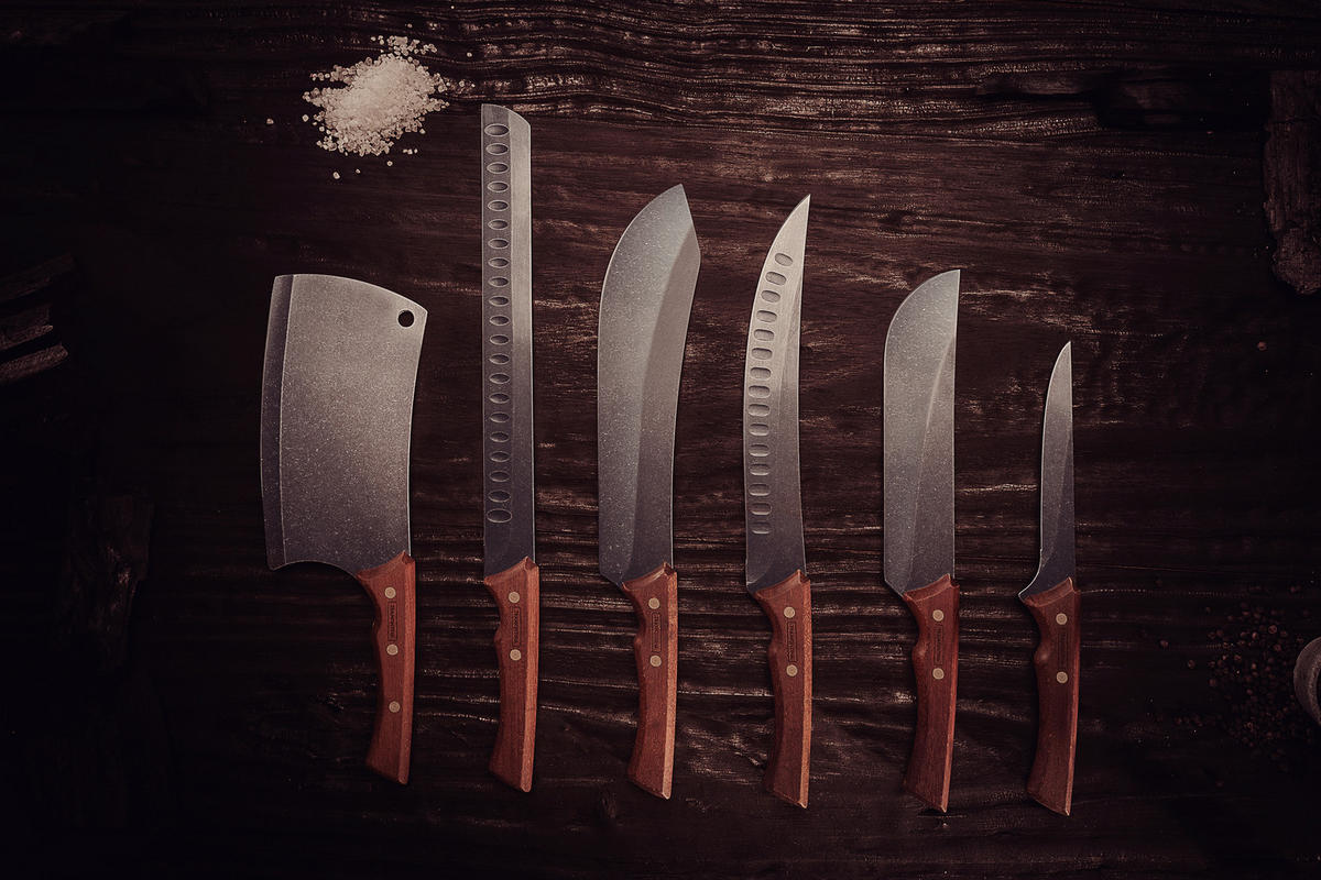 FLEISCHMESSER CHURRASCO  - Schwarz/Braun, Basics, Holz/Metall (32/10,7/2,2cm) - TRAMONTINA