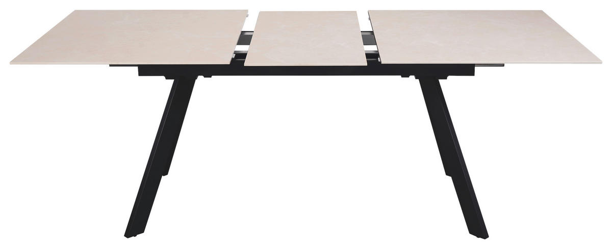 ESSTISCH 160-205/90/76 cm  Metall, Keramik ausziehbar rechteckig Schwarz, Beige  - Beige/Schwarz, Design, Keramik/Metall (160-205/90/76cm) - Novel
