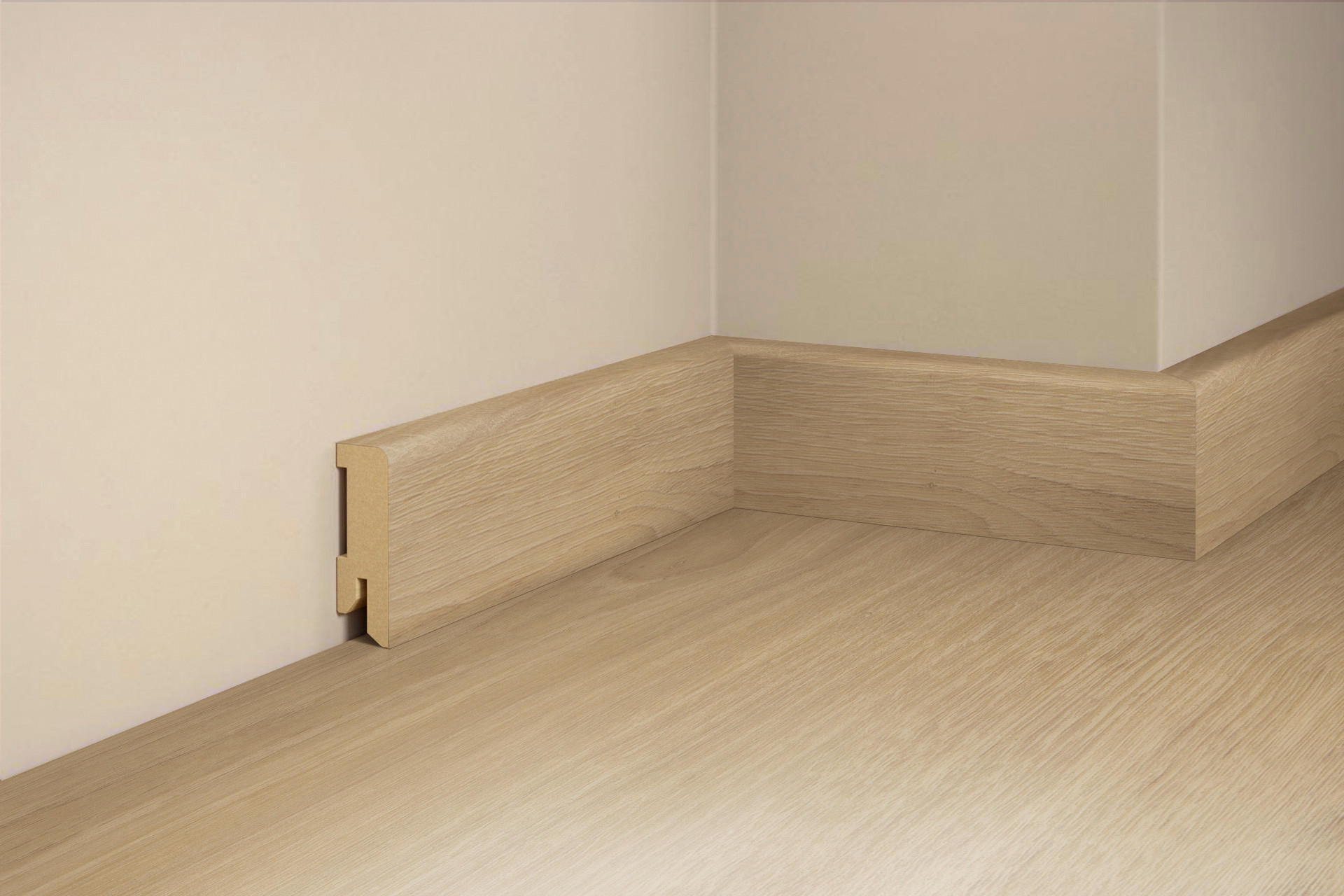 SOCKELLEISTE, Eiche Weiss  - Basics, Holz (240/5/1,6cm) - Tilo