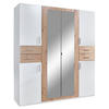 DREHTÜRENSCHRANK 180/208/58 cm 6-türig Weiß, Eiche Artisan  - Silberfarben/Eiche Artisan, Basics, Holzwerkstoff (180/208/58cm) - MID.YOU