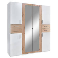 DREHTÜRENSCHRANK 180/208/58 cm 6-türig Weiß, Eiche Artisan  - Silberfarben/Eiche Artisan, Basics, Holzwerkstoff (180/208/58cm) - MID.YOU