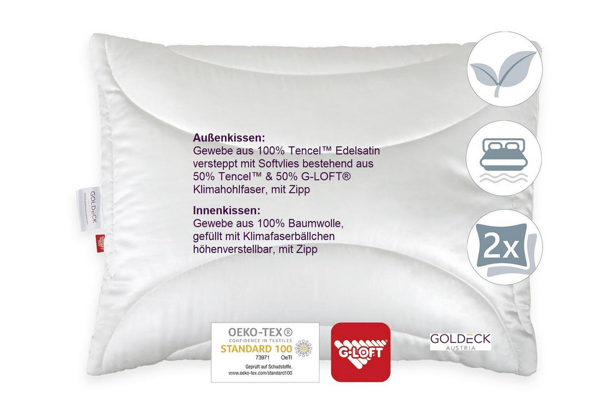 KOPFPOLSTER 40/80 cm   - Champagner, Basics, Naturmaterialien/Kunststoff (40/80cm) - Goldeck Austria