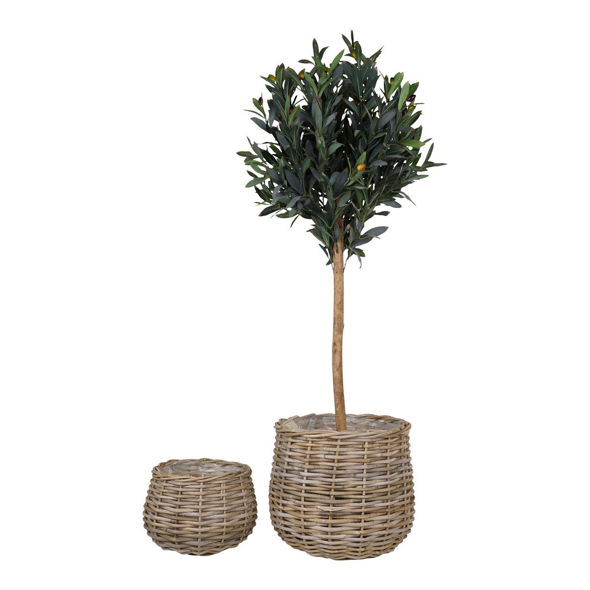 KORBSET 2-teilig  - Klar/Hellbraun, Basics, Holz/Kunststoff (38/34cm)