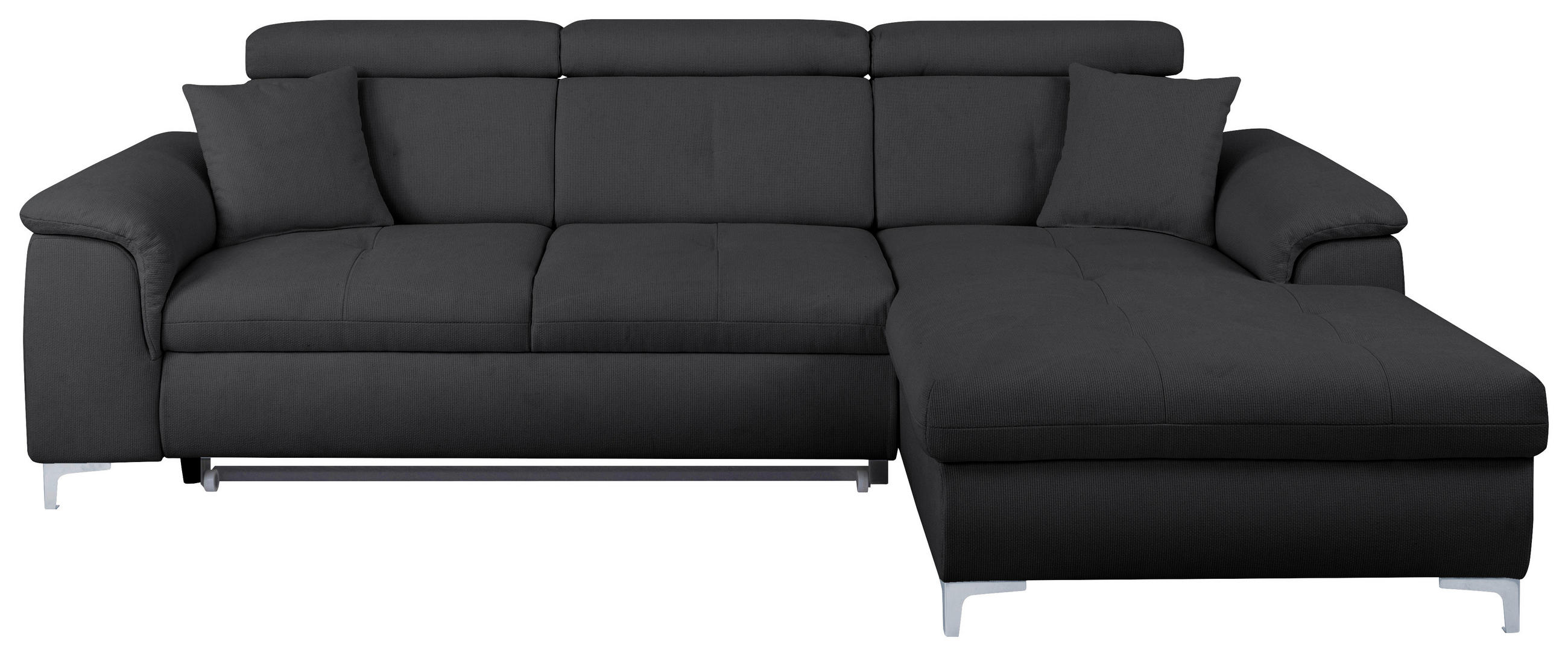 ECKSOFA in Flachgewebe Dunkelgrau  - Chromfarben/Dunkelgrau, KONVENTIONELL, Textil/Metall (268/175cm) - Carryhome