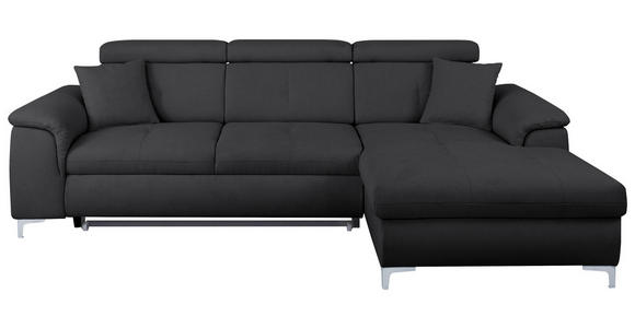 ECKSOFA  in Flachgewebe Dunkelgrau  - Chromfarben/Dunkelgrau, KONVENTIONELL, Textil/Metall (268/175cm) - Carryhome