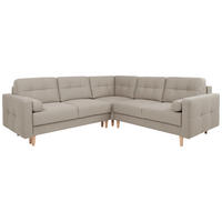 ECKSOFA in Chenille Beige  - Beige/Eiche Wotan, Konventionell, Holz/Textil (242/242cm) - MID.YOU
