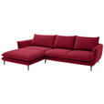 ECKSOFA  in Webstoff Dunkelrot  196/304 cm  - Schwarz/Dunkelrot, KONVENTIONELL, Textil/Metall (196/304cm) - Hom`in