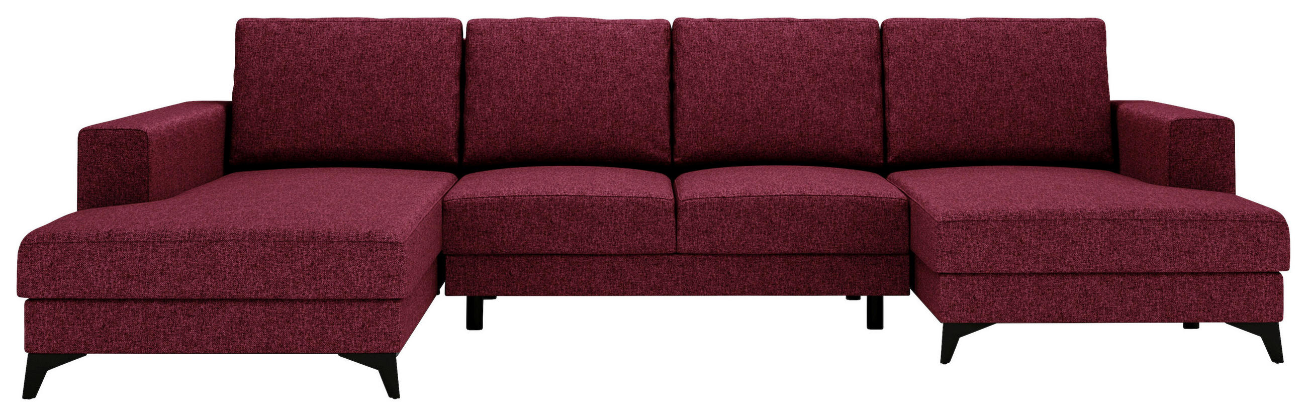 WOHNLANDSCHAFT Rot Flachgewebe  - Rot/Schwarz, Design, Textil/Metall (190/339/156cm) - Livetastic