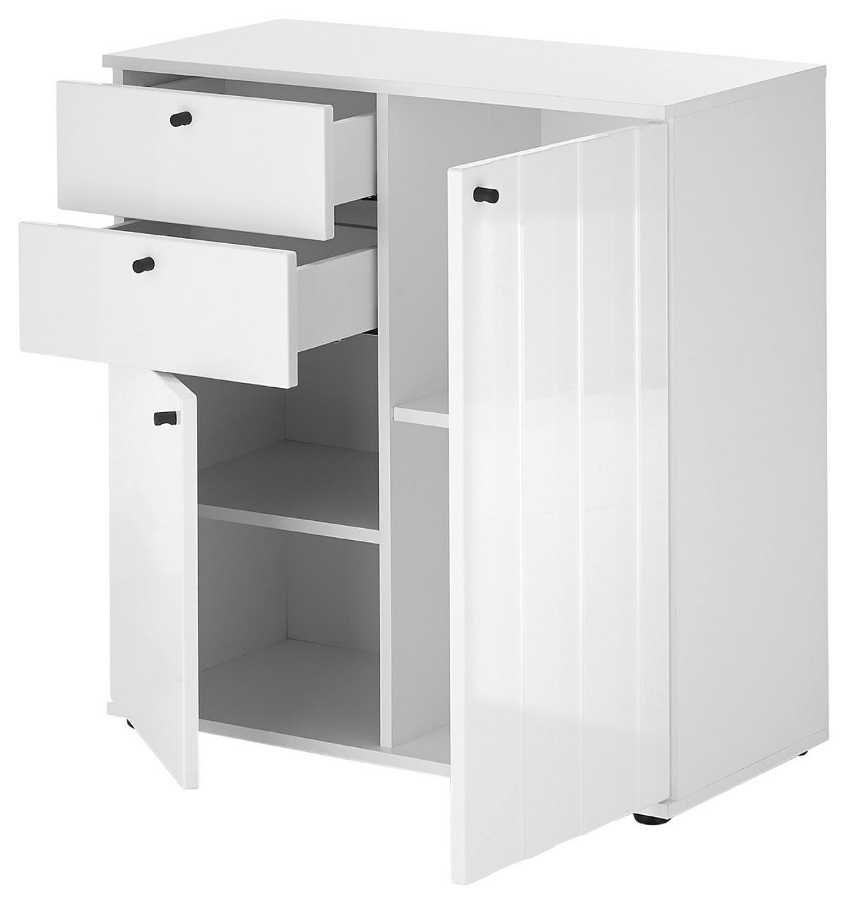 KOMMODE  in 80/83/38 cm  - Weiß Hochglanz/Schwarz, Basics, Holzwerkstoff/Kunststoff (80/83/38cm)
