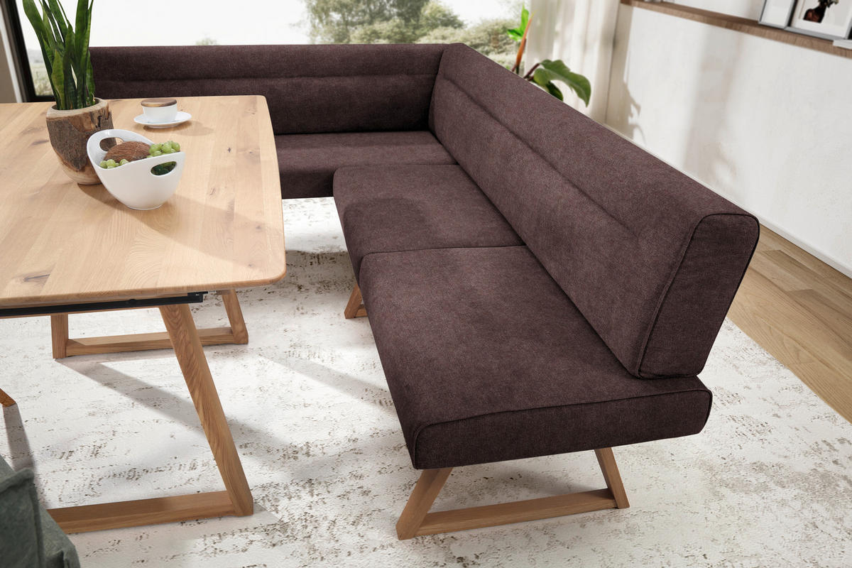 ECKBANK in Holz, Textil Eichefarben, Dunkelbraun  - Eichefarben/Dunkelbraun, Konventionell, Holz/Textil (170/230cm) - Moderano